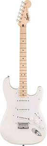 Squier by Fender Sonic Stratocaster HT Electric Guitar, Maple Fingerboard, White Pickguard, Arctic White, Comes with Free Virtual Lessons