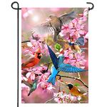 ANLEY Double Sided Premium Spring Garden Decorative Flag, Flower and Bird Welcome Garden Flags - Weather Resistant & Double Stitched - 18 x 12.5 Inch