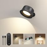 FULEN Wall Sconces,LED Wall Lamp with Rechargeable Battery 3 Color Temperatures Brightness Dimmable Touch and Remote Control,360°Rotate Cordless Wall Mounted Light for Home Bedside Bedroom…