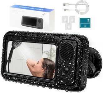 Enfriliv Waterproof Phone Holder with Speaker, Shower Phone Holder Waterproof, Shower Phones Holder with Wireless Bluetooth Speaker Aqua with 360° Rotation Ipx4 Shower Play (Black)