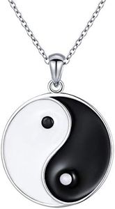 Alphm S925 Sterling Silver Yin Yang Tai Chi Pendant Necklaces for Men Women