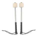 Odoukey Percussion Marching Band, Bass Drum Mallet Felt Head Percussion Mallets Timpani Sticks with Stainless Steel Handle 1 Pair Black, Metal Drumstick Mallet