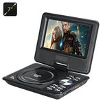 BW 7 Inch Kids Portable DVD Player - Wide screen TFT Color Display, eBook, FM Radio, Game Controller, TV Antenna (Black)