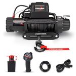 FieryRed 13,000 Pound Electric Synthetic Cable Winch Kit for UTV and ATV with Wireless Handheld Remote and Corded Control Recovery Winch