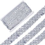 GORGECRAFT 13m Sequin Trim Bling Fabric Paillette Ribbons 20mm Flat Glitter Silver Plastic Beaded Lace Metallic Gleaming Sewing for Dress Headband Crafts Embellish