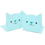 Lovely Cat Pattern Kids Bookends Student Book Ends Metal Office Desk School Library Decoration Bookshelf Book Organizer for Christmas Birthday Gift