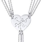 Stainless Steel BFF Jewellery, Heart Necklace Jigsaw Pendant & 18Inch Rolo Chain, 6 Pieces Blank Puzzle Pendants, Make Up A Heart, 6 Pieces Suit Necklaces, Couple/Friend/Family Necklace