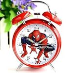 Novelty Spider-Man Alarm Clock Superhero Round Metal Silent Sweep Stand Up 4" Diamter Analog Timer Alarm Clock for Kids (Spider-Man 14)