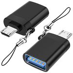 Micro USB to USB 3.0 Adapter (2 Pack) with Lanyard, Seminer Micro USB Male to USB-A Female OTG Adapter Compatible with OTG Micro Devices, Flash Drive, Keyboard (Black)