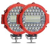 7 Inch Round LED Light Bar, WINBANG 201W Driving Light Bar Fog Lights Combo Beam LED Off Road Lighting for SUV, Truck, ATV, Tractors,Hunters (2pcs-Red-201W)