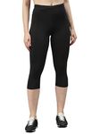 BLINKIN Women's 3/4 Skinny Gym Wear Tights For Women With Side Pockets : Perfect For Active Wear, Yoga & Workout - The Ultimate Gym Pants For Women & Girls (204,Black,Size_M)