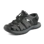 DREAM PAIRS Women's Hiking Sandals Closed Toe Arch Support Walking Waterproof Sport Athletic Beach Summer Shoes,Size 8.5,Black/Dark/Grey,160912-W