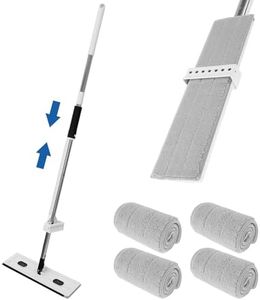 Microfiber Mop 360° Rotating Flat Floor Mop with 4 Washable Mop Pads Self Wringing Hands Free Wet and Dry Dust Mop for Hardwood, Laminate, Tile Floor(White)
