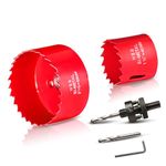 Bi-Metal Hole Saw, HYCHIKA 2PCS Hole Saw Set 68mm & 40mm, Cutting Depth: 32mm, Perfect for Drilling Soft Metal, Wood, PVC Board and Plastic