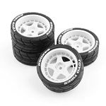 Chanmoo 1/10 RC On Road Tires 12mm Hex Plastic Wheels Rims and Rubber Street Tyres for 1:10 Rally Racing Drift Touring CarTamiya XV01 XV02 TA06 TT01 TT02 PTG2 144001 A959 HPI KYOSHO 4PCS (White A)