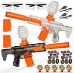 2 Pack Splatter Blaster Electric Toys Transparent Style(Black & White) - Rechargeable Quick-Release Batteries, Goggles, Target for Age 14+