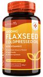 Vegan High Strength Flaxseed Oil - Enriched with Vitamin E - 1000mg per Vegan Softgel - Flax Seed Cold Pressed Oil Providing Omega 3 6 9 (ALA & Linoleic Acid) - 5 Month Supply - Made by Nutravita