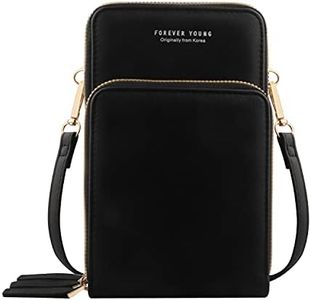 Bolsa de teléfono pequeña para mujeres, Bolso de señora con monedero Bolsa de hombro de cuero PU con múltiples compartimentos para el teléfono y con ranuras para tarjetas Correa ajustable
