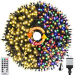 MZD8391 336FT 1000 LED Color Changing Christmas Lights Outdoor Indoor, Christmas Tree Lights, Waterproof Christmas String Lights Timer Remote, 11 Lighting Modes (Warm White & Multicolor)