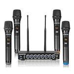 Sound Town 200 Channels Wireless Microphone Karaoke Mixer System, with 4 Metal Handheld Microphones, Optical (Toslink), AUX, for Smart TV, Home Theater, Sound Bar (SWM16-4MEGA)