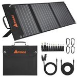 Takki 60W Solar Panel, Foldable Solar Panel Battery Charger Kit with USB DC Type-C Ports for Portable Power Station Camping Generator Outdoor, 10 Connectors