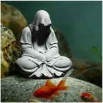 livelyfish Aquarium Buddah Statue Sandstone Zen Buddha Sculptures for Garden Fish Tank Home Decorations (A)