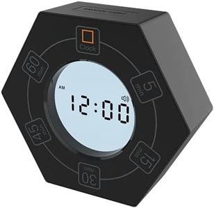 Home & Office Timer with Clock, 5,15, 30, 45, 60 Minute Preset Countdown Timer, Easy-to-Use Time Management Tool (Black)