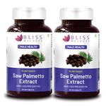 Bliss Welness Saw Palmetto Extract 800 MG | Hair Growth Prostate Health Support Urinary Tract Function Prevent Hair Fall Ayurvedic DHT Blocker Health Supplement - 60 Vegetarian Tablets (Pack of 2)