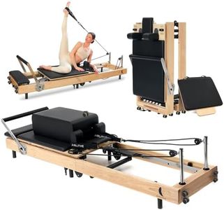 Foldable Pilates Reformer Machine. Wooden Frame Reformer Machine with Strings, Versatile Accessories & 50+ Expert-Guided Workouts. Home Equipment for Strength Training, Rehabilitation, & Flexibility