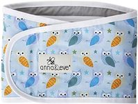 Anna & Eve® - Baby Swaddle Strap®, Adjustable Arms Only Wrap for Safe Sleeping - Large Size Fits Chest 16 to 20.5, Owls Blue/Green