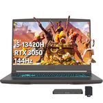 MSI Thin 15.6" FHD IPS 144Hz Gaming Laptop, Intel i5-13420H, NVIDIA GeForce RTX 3050, 32GB RAM, 2TB PCIe SSD, Keyboard Backlit, Wi-Fi 6E, HD Webcam, Windows 11, Gray, 512GB Docking Station Set