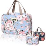 Toiletry Bag, Hand-Held Travel Hanging Cosmetic Hangbag, Portable Makeup Organizer Waterproof Floral Cosmetic Case, Bathroom Storage Holdall for Women Girls Ladies Swimming Gym Household (Large)