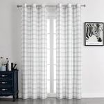 Black White Buffalo Plaid Check Curtain Panels 84 inch Length, Gingham Checkered Striped Farmhouse Rustic Grommet Window Treatment, for Bedroom & Living Room (2 Panels,40"x84", Black)