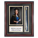 GMFrames Graduation Photo Shadow Box Frame with Tassel Holder for 5x7 Pictures,Solid Wood Real Glass,Black over Gold Double Mat,Wall & Tabletop Design