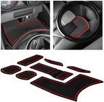 CupHolderHero fits Mazda Miata MX5 and fits Fiat 124 Spider Accessories 2016-2024 Premium Custom Interior NonSlip Anti Dust Cup Holder Inserts, Center Console Liner Mats,Door Pocket 7pc Set (Red Trim)