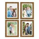 Art Street Picture Frames Set of 4 Wall Mounted Premium 3D Photo Frame Vertical & Horizontal Wall Hanging Individual Collage for Home Décor (Golden Brown, Size 8 x 12 inch)