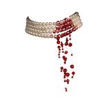 Gothic Vampire Bite Marks Dracula's Kiss, Dripping Blood Imitation Necklaces, Multiply Layer Artificial Witch Pearl Choker, Bloody Punk Costume for Women Girls Halloween Party (4-Layer Necklace)