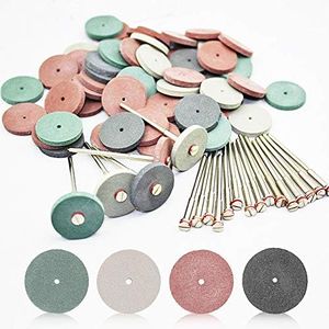 SaferCCTV 7/8 Inch Polishing Wheels Kit,40 Pcs Dental Lab Polishing Wheels Silicone Rubber Polishers Assortment Kit,12 Pcs Mandrel Shank Perfect for Rotary Hand Pieces Dremel Rotary Tool,52 Pcs