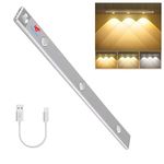 PRIME PICK Under Cabinet Light, LED Motion Sensor, 3 Colors USB-Rechargeable Battery Operated/Dimmable/Wireless，Stick on Strip Lighting with Magnetic for Kitchen,Cabinet,Wardrobe,Bedroom-3 Beads