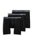 Jockey Men's Underwear Active Microfiber 9" Long Leg Boxer Brief - 3 Pack, Black, L