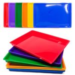 Podzly 6 Plastic Paper Trays - Flat Stackable Art and Classroom Supply Organizer for Kids - Multi-Color Durable Educational Craft Trays, Sturdy and Safe