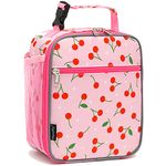 FlowFly Kids Lunch Box Insulated Soft Bag Mini Cooler Back to School Thermal Meal Tote Kit for Girls, Boys,Cherry