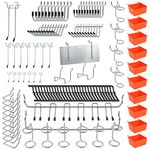 Faankiton 144PCS Pegboard Hooks Assortment, Peg Board Hooks Accessories, Pegboard Accessories, Peg Locks, Pegboard Bins, Pegboard Basket Set for Organizing Tools, Pegboard Accessories Organizer Kit