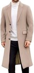 COOFANDY Mens Single Breasted Trench Coat Winter Long Casual Overcoat Notched Collar Wool Blend Peat Coat With Pockets