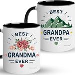 Best Grandparents Mugs Coffee Set Gift, Present Grandma Grandpa Cups, Gifts Ideas From Grandkids, Grandchildren, New Grandparent Announcement Christmas Valentine Birthday, Baby Reveal for Nana Papa