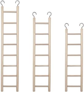 3pcs Natural Wooden Bird Ladder Birdie Basics Perch for Cage Parrots Parakeets Cockatiels Climbing Accessories Wood Perch (6 Step 7 Step 8 Step)