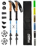 Foxelli Aluminum Trekking Poles – Collapsible, Lightweight, Aluminum 7075 Hiking, Walking & Running Sticks with Natural Cork Grips, Quick Locks, 4 Season/All Terrain Accessories and Carry Bag