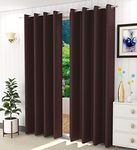 Home cloud Premium Thick Smooth Glossy Polyester 100% Blackout Curtains for Window and Door 7 Feet-[ 4 Feet x 7 Feet] Set of 6 Pieces- Color-Brown