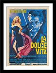 Tallenge - La Dolce Vita - Federico Fellini - Classic Italian Movie Art Poster - Small Framed Poster(Paper,12x17 inches, Multicolour)