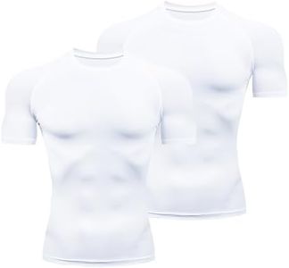 HYCOPROT Men's Compression Shirts Short Sleeve Athletic Workout T-Shirt Cool Dry Sports Baselayer Running Undershirts Tops